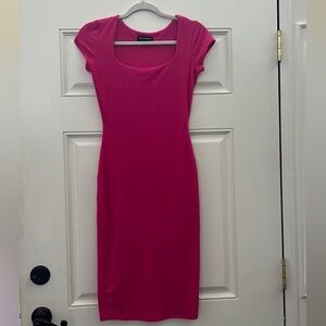 medium- pink body con midi dress